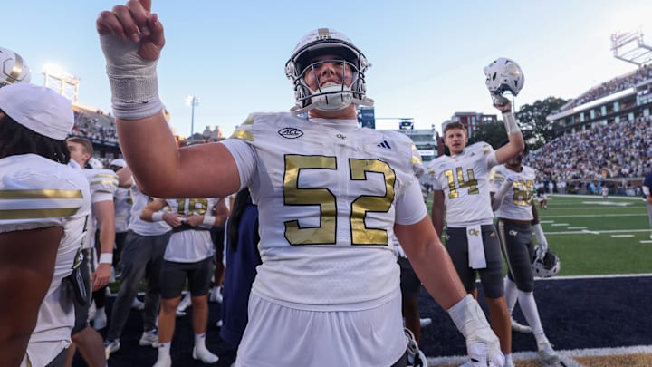 Harrison Moore (52) has played in 23 games for Georgia Tech in his career and will have two years of eligibility remaining. 
