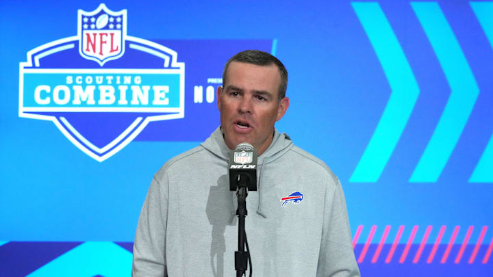 Feb 27, 2024; Indianapolis, IN, USA; Buffalo Bills general manager Brandon Beane.