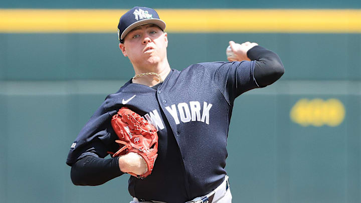 Mar 13, 2026; North Port, Florida, USA; New York Yankees starting pitcher Ryan Weathers (40) throws a pitch during the first inning against the Atlanta Braves at CoolToday Park. Mandatory Credit: Kim Klement Neitzel-Imagn Images Mar 13, 2026; North Port, Florida, USA; New York Yankees starting pitcher Ryan Weathers (40) throws a pitch during the first inning against the Atlanta Braves at CoolToday Park. Mandatory Credit: Kim Klement Neitzel-Imagn Images