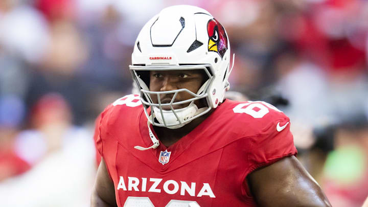 Jan 5, 2025; Glendale, Arizona, USA; Arizona Cardinals offensive tackle Kelvin Beachum (68) against the San Francisco 49ers at State Farm Stadium. Mandatory Credit: Mark J. Rebilas-Imagn Images Jan 5, 2025; Glendale, Arizona, USA; Arizona Cardinals offensive tackle Kelvin Beachum (68) against the San Francisco 49ers at State Farm Stadium. Mandatory Credit: Mark J. Rebilas-Imagn Images