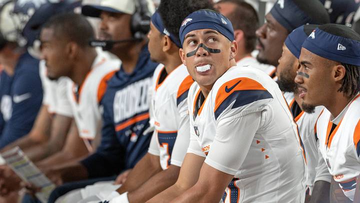 August 22, 2026, Denver, Colorado, USA: Broncos WR KOLBE KATSIS looks on from the bench during the 2nd. Half at Empower Field at Mile High Friday evening. Packers beat the Broncos in Pre-Season 33-13. August 22, 2026, Denver, Colorado, USA: Broncos WR KOLBE KATSIS looks on from the bench during the 2nd. Half at Empower Field at Mile High Friday evening. Packers beat the Broncos in Pre-Season 33-13.