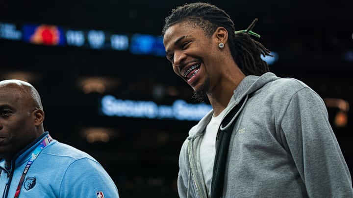 Jan 7, 2024; Phoenix, Arizona, USA;  Memphis Grizzlies guard Ja Morant (12) walks off the court