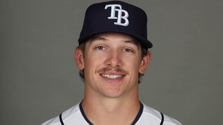 Feb 19, 2026; PortCharlotte, FL, USA; Tampa Bay Rays infielder Brayden Taylor (80) poses for a photo during media day.