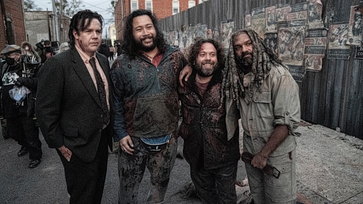 BTS, Josh McDermitt as Dr. Eugene Porter, Cooper Andrews as Jerry, Dan Fogler as Luke, Khary Payton as Ezekiel - The Walking Dead _ Season 11, Episode 24 - Photo Credit: Jace Downs/AMC