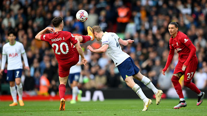 Diogo Jota caught Tottenham's Oliver Skipp in the face with a high boot but avoided a red card