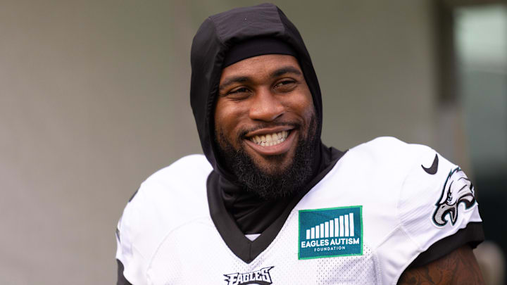 Aug 3, 2023; Philadelphia, PA, USA; Philadelphia Eagles linebacker Haason Reddick during practice at