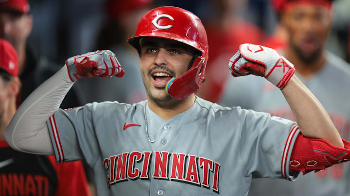 Cincinnati Reds first baseman Sal Stewart (27) celebrates