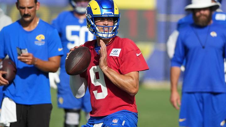 Aug 30, 2026; Woodland Hills, CA, USA; Los Angeles Rams quarterback Matthew Stafford (9) throws the ball at practice at the Rams Practice Facility. Mandatory Credit: Kirby Lee-Imagn Images Aug 30, 2026; Woodland Hills, CA, USA; Los Angeles Rams quarterback Matthew Stafford (9) throws the ball at practice at the Rams Practice Facility. Mandatory Credit: Kirby Lee-Imagn Images