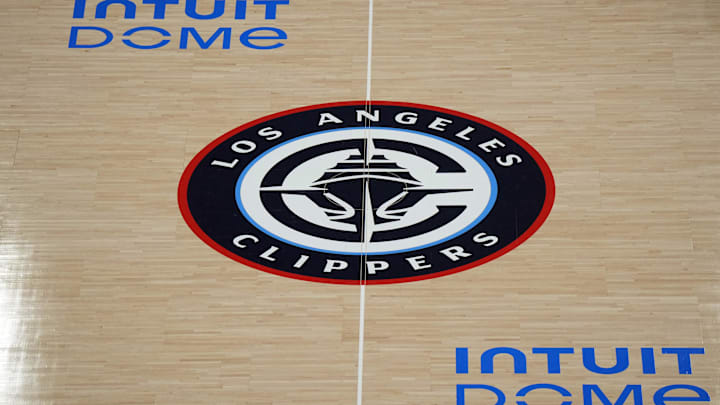 The LA Clippers logo at Intuit Dome. The LA Clippers logo at Intuit Dome.