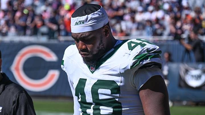 Sep 28, 2026; Chicago, Illinois, USA; New York Jets edge Joseph Ossai (46) during the game against the Chicago Bears at Soldier Field. Mandatory Credit: Matt Marton-Imagn Images Sep 28, 2026; Chicago, Illinois, USA; New York Jets edge Joseph Ossai (46) during the game against the Chicago Bears at Soldier Field. Mandatory Credit: Matt Marton-Imagn Images