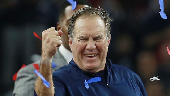 2017: Bill Belichick celebrates after Super Bowl LI where the New England Patriots vs The Atlanta Falcon at NRG Stadium, Houston.