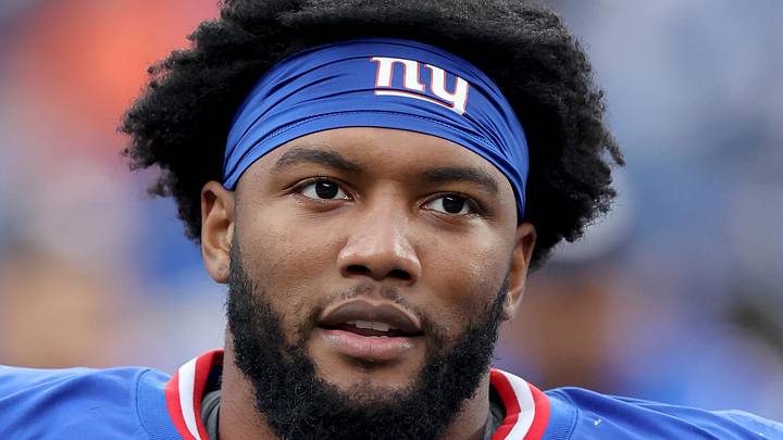 New York Giants linebacker Tomon Fox (49). Mandatory Credit: Brad Penner-Imagn Images New York Giants linebacker Tomon Fox (49). Mandatory Credit: Brad Penner-Imagn Images