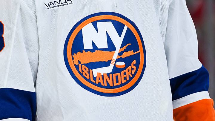 Feb 26, 2026; Montreal, Quebec, CAN; View of a New York Islanders logo on a jersey worn by a member of the team during the third period at Bell Centre. Feb 26, 2026; Montreal, Quebec, CAN; View of a New York Islanders logo on a jersey worn by a member of the team during the third period at Bell Centre.