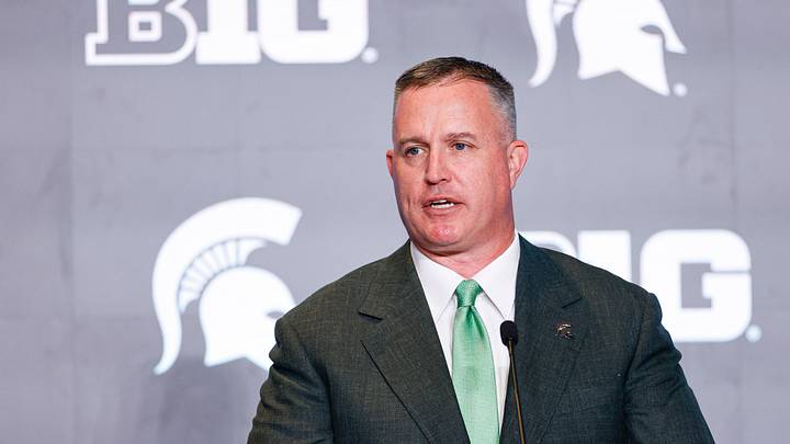 Jul 29, 2026; Chicago, IL, USA; Michigan State Football head coach Pat Fitzgerald speaks during Big Ten Media Days at Hilton Chicago. Mandatory Credit: Kamil Krzaczynski-Imagn Images