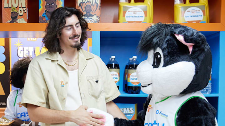 Miami Heat forward Jaime Jaquez Jr. at the NBPA Brotherhood Deli.