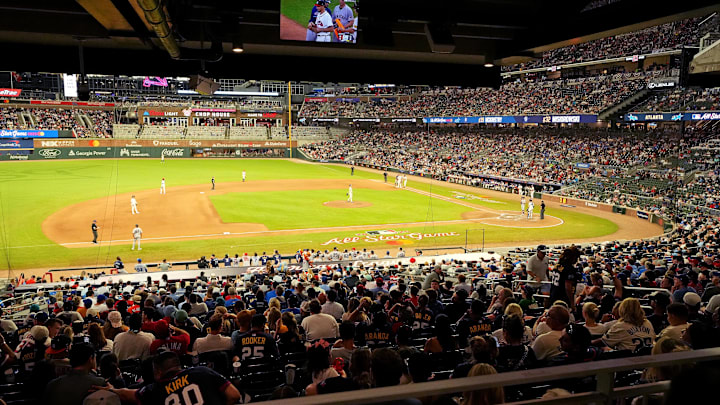 A view of the field during the eighth inning during the 2025 MLB All Star Game at Truist Park. 