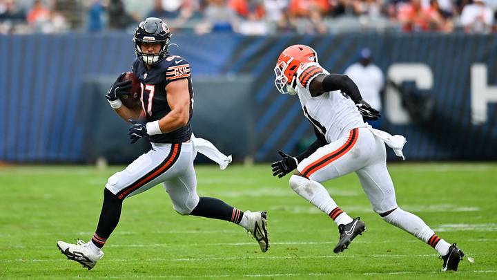 Bears rookie tight end Sam Roush hauls in a pass against Cleveland Saturday. On Tuesday at practice, he was on the receiving end in another way. Bears rookie tight end Sam Roush hauls in a pass against Cleveland Saturday. On Tuesday at practice, he was on the receiving end in another way.