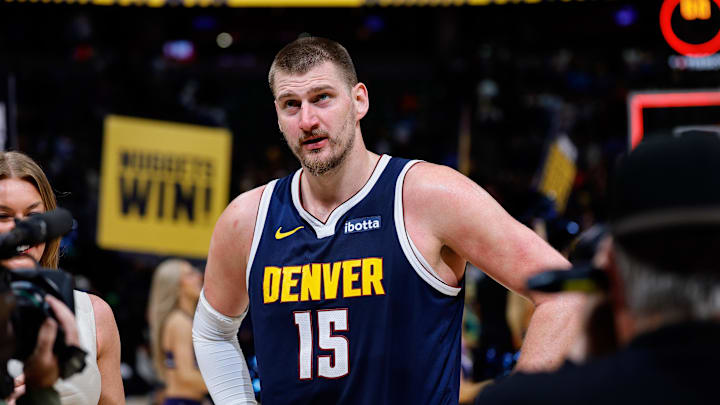Apr 6, 2026; Denver, Colorado, USA; Denver Nuggets center Nikola Jokic (15) after the game against the Portland Trail Blazers at Ball Arena. Mandatory Credit: Isaiah J. Downing-Imagn Images Apr 6, 2026; Denver, Colorado, USA; Denver Nuggets center Nikola Jokic (15) after the game against the Portland Trail Blazers at Ball Arena. Mandatory Credit: Isaiah J. Downing-Imagn Images