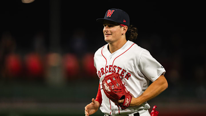 WooSox outfielder Roman Anthony runs off the field following his team's 2-1 win over Lehigh Valley on Aug. 14 at Polar Park.