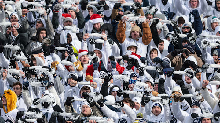 Penn State Nittany Lions fans cheer during the first half against SMU in a College Football Playoff game at Beaver Stadium. 