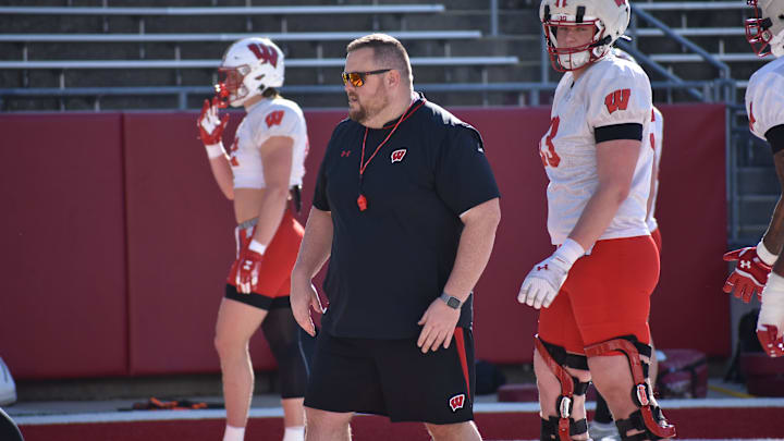 Wisconsin offensive line coach Eric Mateos.