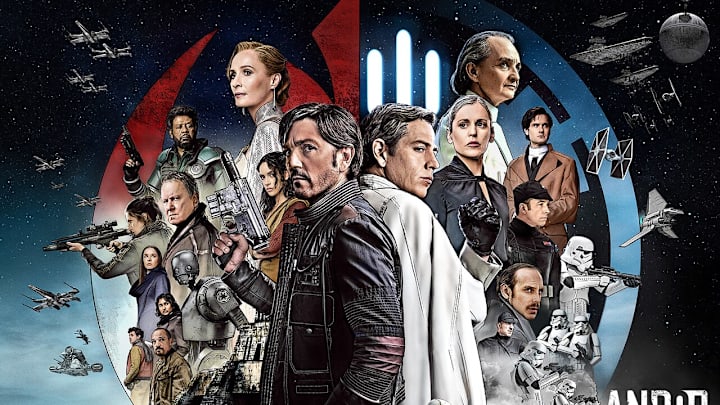 Star Wars: Andor final poster for Season 2 featuring the full cast. Image Credit: StarWars.com
