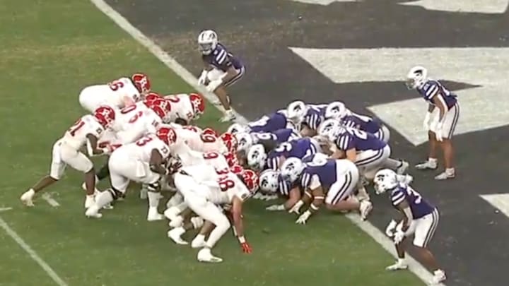 Rutgers lines up for a tush push trick play. 