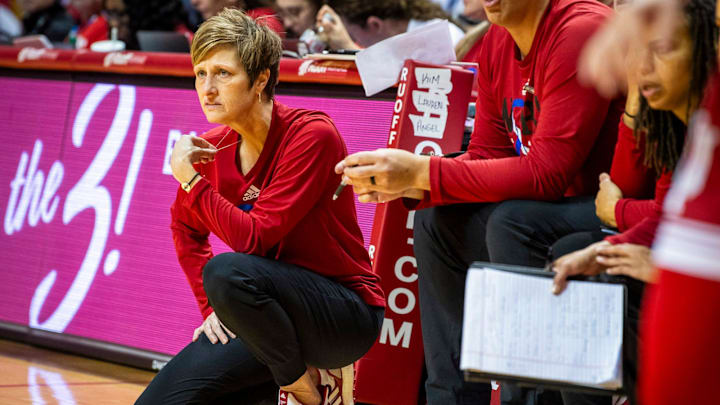 Indiana Head Coach Teri Moren during the Indiana versus Stetson women's basketball game at Simon Skjodt Assembly Hall on Sunday, Dec 3, 2023.