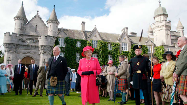 Queen Elizabeth II at a garden party at Balmoral Castle, 2002.