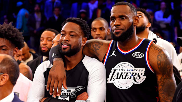 Feb 17, 2019; Charlotte, NC, USA; Team Lebron forward LeBron James of the Los Angeles Lakers (23) and Team LeBron guard Dwyane Wade of the Miami Heat (3) after the 2019 NBA All-Star Game at Spectrum Center. Mandatory Credit: Bob Donnan-Imagn Images Feb 17, 2019; Charlotte, NC, USA; Team Lebron forward LeBron James of the Los Angeles Lakers (23) and Team LeBron guard Dwyane Wade of the Miami Heat (3) after the 2019 NBA All-Star Game at Spectrum Center. Mandatory Credit: Bob Donnan-Imagn Images