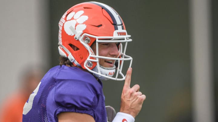 Clemson quarterback Cade Klubnik (2) during Spring Practice in Clemson, S.C. Monday, March 24, 2025.