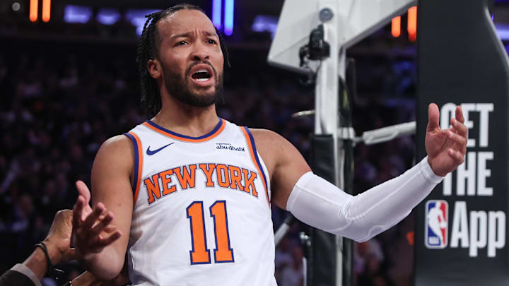 Nov 12, 2025; New York, New York, USA; New York Knicks guard Jalen Brunson (11) reacts after getting called for a foul in the first quarter against the Orlando Magic at Madison Square Garden. Mandatory Credit: Wendell Cruz-Imagn Images Nov 12, 2025; New York, New York, USA; New York Knicks guard Jalen Brunson (11) reacts after getting called for a foul in the first quarter against the Orlando Magic at Madison Square Garden. Mandatory Credit: Wendell Cruz-Imagn Images