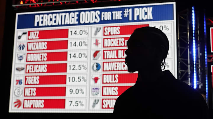 May 12, 2025; Chicago, Illinois, US; A draft prospect during the 2025 NBA Draft Lottery at McCormick Place. Mandatory Credit: David Banks-Imagn Images May 12, 2025; Chicago, Illinois, US; A draft prospect during the 2025 NBA Draft Lottery at McCormick Place. Mandatory Credit: David Banks-Imagn Images