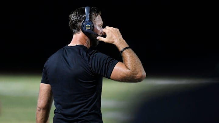 Palmetto's head football Eric Sanders. The Palmetto Tigers with a 21-14 win over the Parrish Community Bulls during the Class 6A-District 11 opener game Friday night, Sept. 13, 2024, in Parrish. Palmetto's head football Eric Sanders. The Palmetto Tigers with a 21-14 win over the Parrish Community Bulls during the Class 6A-District 11 opener game Friday night, Sept. 13, 2024, in Parrish.
