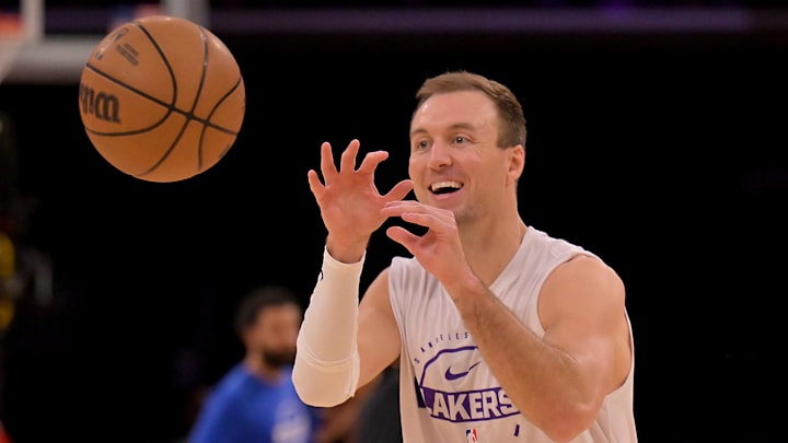 Feb 12, 2026; Los Angeles, California, USA; Los Angeles Lakers guard Luke Kennard (10) warms up prior to the game against the Dallas Mavericks at Crypto.com Arena. Mandatory Credit: Jayne Kamin-Oncea-Imagn Images Feb 12, 2026; Los Angeles, California, USA; Los Angeles Lakers guard Luke Kennard (10) warms up prior to the game against the Dallas Mavericks at Crypto.com Arena. Mandatory Credit: Jayne Kamin-Oncea-Imagn Images