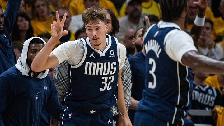 Oct 23, 2026; Indianapolis, Indiana, USA; Dallas Mavericks forward Cooper Flagg (32) celebrates a made shot in the first half against the Indiana Pacers at Gainbridge Fieldhouse. Mandatory Credit: Trevor Ruszkowski-Imagn Images Oct 23, 2026; Indianapolis, Indiana, USA; Dallas Mavericks forward Cooper Flagg (32) celebrates a made shot in the first half against the Indiana Pacers at Gainbridge Fieldhouse. Mandatory Credit: Trevor Ruszkowski-Imagn Images