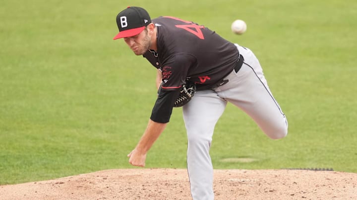 Birmingham's Shane Murphy (44) opens against the Smokies in the first game of a doubleheader during a Double-A minor league baseball game on May 29, 2025, in Knoxville, Tenn. Birmingham's Shane Murphy (44) opens against the Smokies in the first game of a doubleheader during a Double-A minor league baseball game on May 29, 2025, in Knoxville, Tenn.