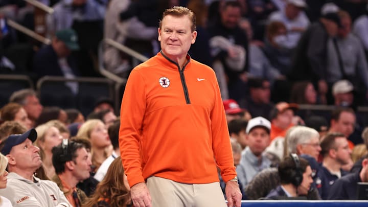 Nov 28, 2025; New York, New York, USA; Illinois Fighting Illini head coach Brad Underwood at Madison Square Garden. Mandatory Credit: Wendell Cruz-Imagn Images Nov 28, 2025; New York, New York, USA; Illinois Fighting Illini head coach Brad Underwood at Madison Square Garden. Mandatory Credit: Wendell Cruz-Imagn Images