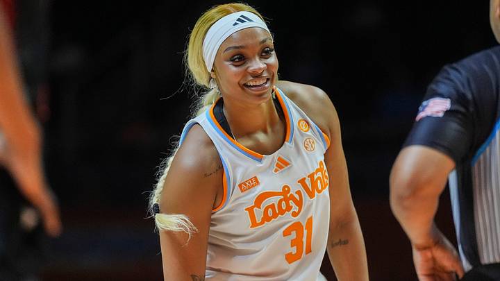 Tennessee forward Aaliyah Moore (31) smiles during women’s college basketball exhibition game between the Tennessee Lady Vols and Florida A&M Rattlers at Thompson-Boling Arena at Food City Center on Oct. 27, 2026.