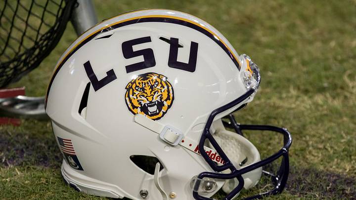 Sep 30, 2017; Baton Rouge, LA, USA; LSU Tigers helmet during the game between the LSU Tigers and the Troy Trojans at Tiger Stadium. Troy Trojans won 24-21. Mandatory Credit: Stephen Lew-USA TODAY Sports Sep 30, 2017; Baton Rouge, LA, USA; LSU Tigers helmet during the game between the LSU Tigers and the Troy Trojans at Tiger Stadium. Troy Trojans won 24-21. Mandatory Credit: Stephen Lew-USA TODAY Sports