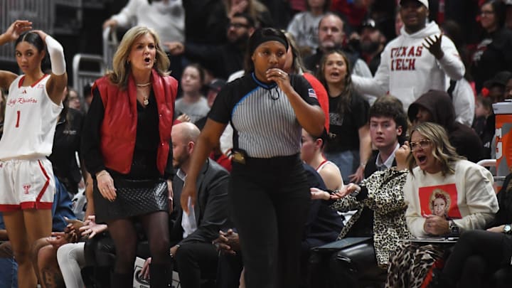 Texas Tech women's basketball coach Krista Gerlich reacts after a foul call in a Big 12 game against Iowa State on Wednesday, Jan. 28, 2026, at United Supermarkets Arena. Texas Tech women's basketball coach Krista Gerlich reacts after a foul call in a Big 12 game against Iowa State on Wednesday, Jan. 28, 2026, at United Supermarkets Arena.