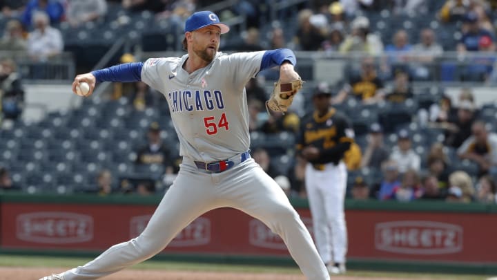 Colten Brewer pitches for the Cubs