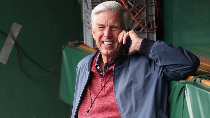 May 16, 2026; Pittsburgh, Pennsylvania, USA; Philadelphia Phillies President of Baseball Operations Dave Dombrowski in the dugout before the Pittsburgh Pirates host the Phillies at PNC Park. Mandatory Credit: Charles LeClaire-Imagn Images