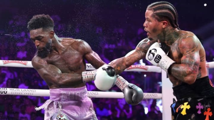 WBA lightweight champion Gervonta Davis (R) punches Frank Martin during a title fight at MGM Grand Garden Arena. Davis  targets well-known bouts while preparing for a possible matchup with Shakur Stevenson