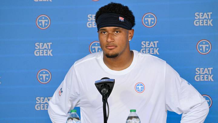 Jun 16, 2026; Nashville, TN, USA; Tennessee Titans cornerback Alontae Taylor (24) talks with the media post practice during day 1 of mini-camp at Vanderbilt Health Football Center. Mandatory Credit: Steve Roberts-Imagn Images Jun 16, 2026; Nashville, TN, USA; Tennessee Titans cornerback Alontae Taylor (24) talks with the media post practice during day 1 of mini-camp at Vanderbilt Health Football Center. Mandatory Credit: Steve Roberts-Imagn Images