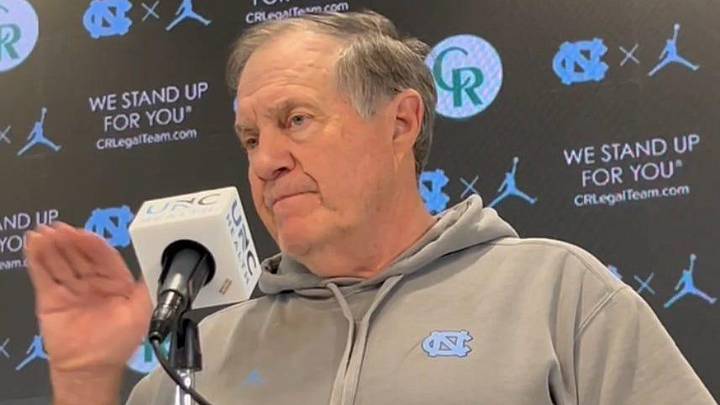 UNC football coach Bill Belichick during a press conference on Tuesday, Nov. 4, 2025 inside the Kenan Football Center.