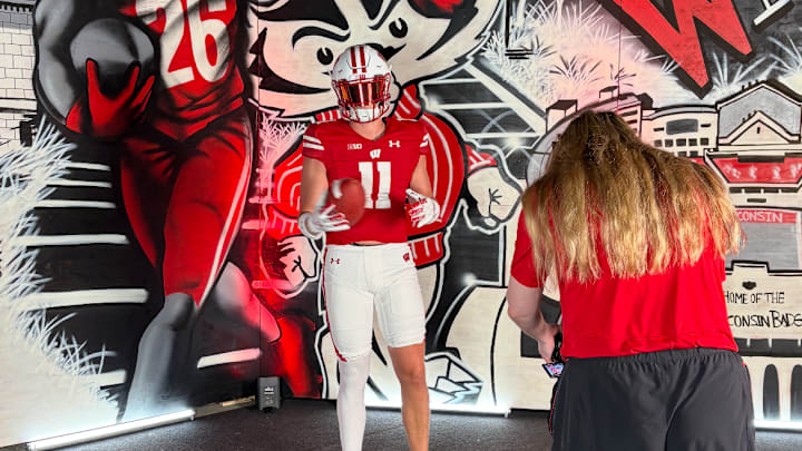 Wisconsin outside linebacker target Ben Duncum during a photo shoot at his official visit the weekend of June 12-15.