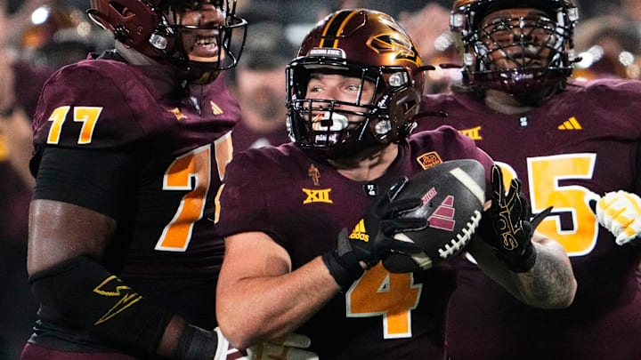 Arizona State Sun Devils running back Cam Skattebo (4). Arizona State Sun Devils running back Cam Skattebo (4).
