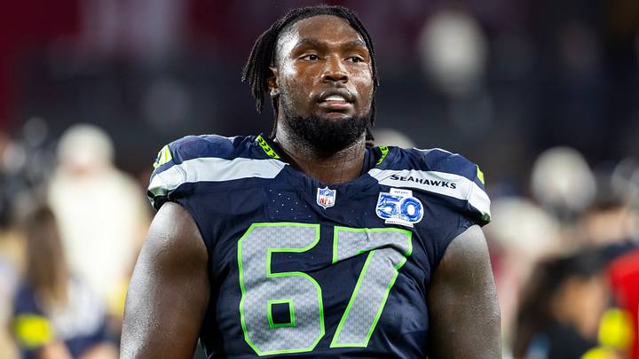 Sep 25, 2025; Glendale, Arizona, USA; Seattle Seahawks tackle Charles Cross (67) against the Arizona Cardinals at State Farm Stadium. Mandatory Credit: Mark J. Rebilas-Imagn Images Sep 25, 2025; Glendale, Arizona, USA; Seattle Seahawks tackle Charles Cross (67) against the Arizona Cardinals at State Farm Stadium. Mandatory Credit: Mark J. Rebilas-Imagn Images