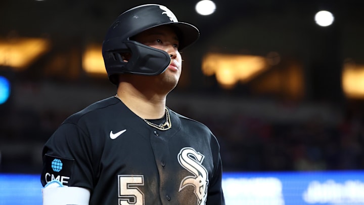 Apr 21, 2026; Phoenix, Arizona, USA; Chicago White Sox first baseman Munetaka Murakami (5) against the Arizona Diamondbacks at Chase Field. Mandatory Credit: Mark J. Rebilas-Imagn Images